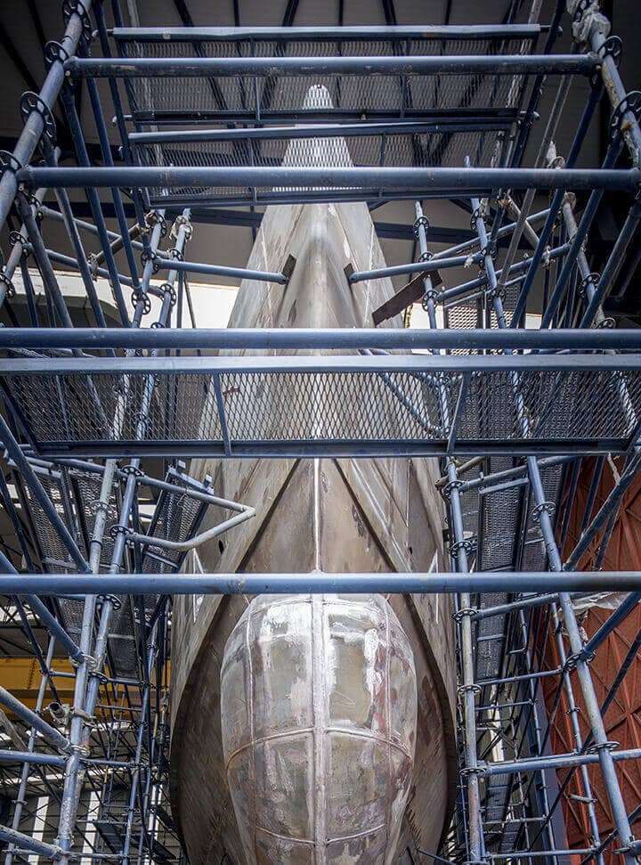 Building,A,Yacht,Nose,View,From,Shipyard